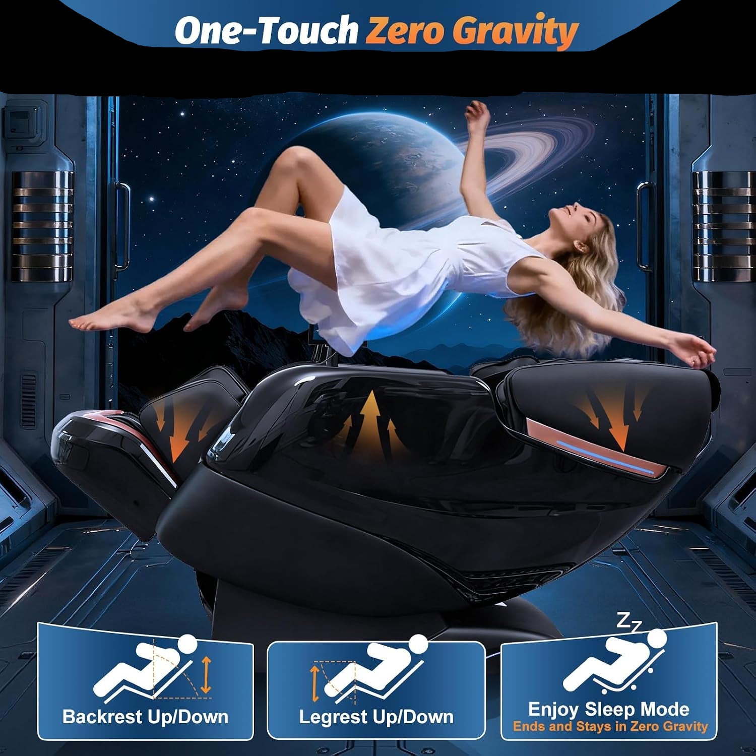 Massage Chair Full Body, 2026 Zero Gravity Sl-Track Shiatsu Massage Chairs Recliner with AI Voice, LED Backlight Remote Control, Waist & Calf Heating, Phone Joystick and Holder, G6 Black