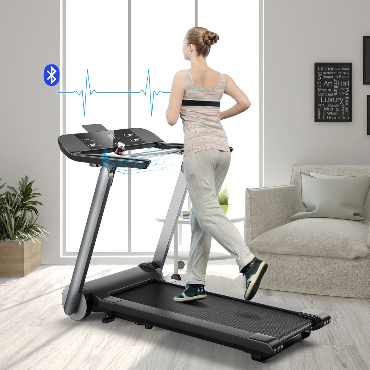Direct Deals Italian Designed Folding Treadmill with Heart Rate Belt and Fatigue Button