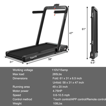 Direct Deals 4.75HP 2 In 1 Folding Treadmill with Remote APP Control