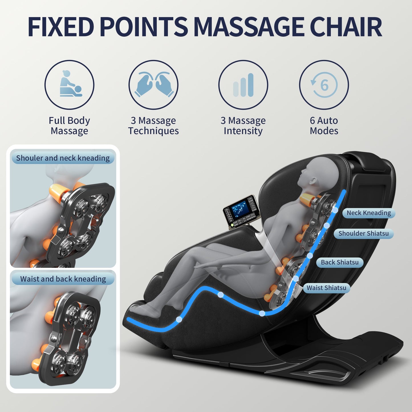 Zero Gravity Massage Chair with Bluetooth Speakers and Full Body Airbags