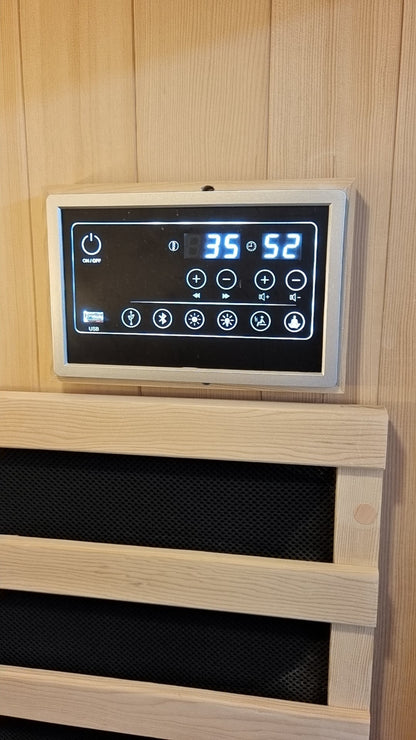 Premium Infrared Sauna with Chromotherapy Lighting and Canadian Hemlock Construction