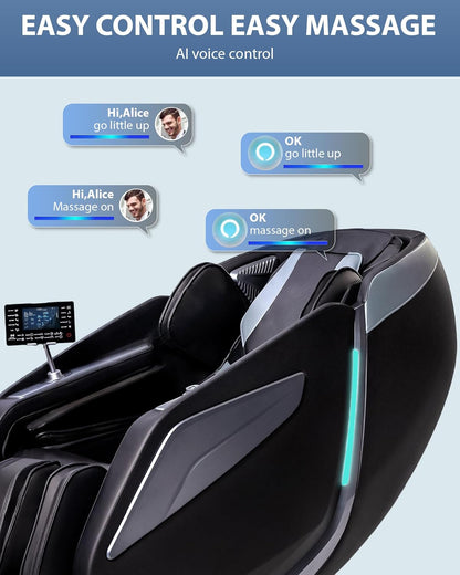 4D Massage Chair: Full Body Zero Gravity Massage Chair Full Body SL Track Chair Massage Black