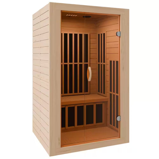Home Sauna Room 2-Person Indoor Hemlock Wooden Infrared Indoor Sauna Spa with Bluetooth Digital Control Panel