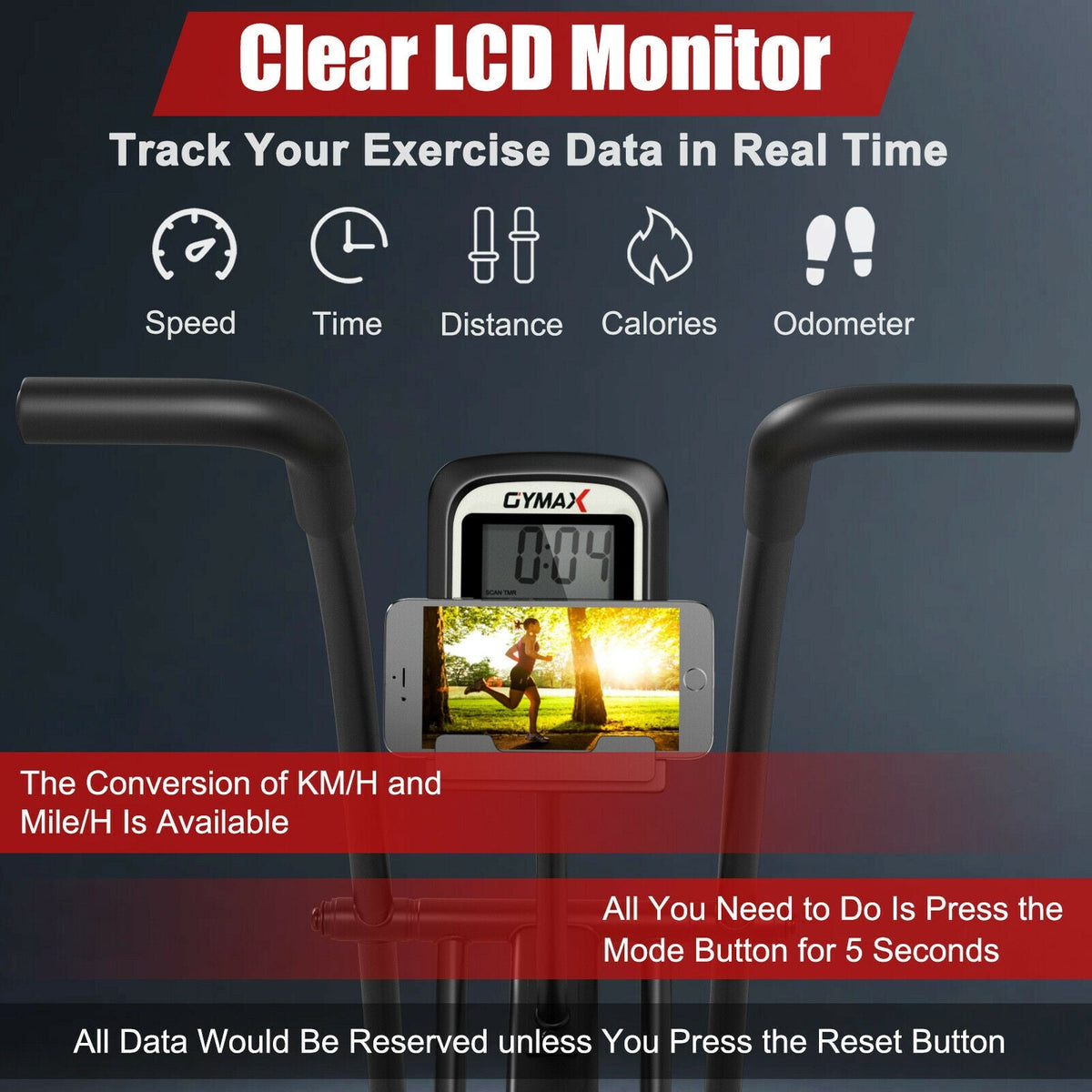 Direct Deals Upright Air Bike with Unlimited Resistance-Black