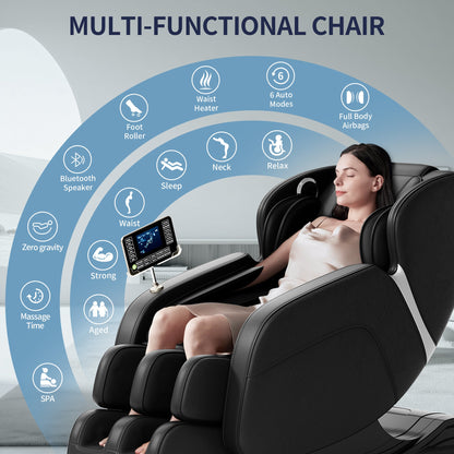 Zero Gravity Massage Chair with Bluetooth Speakers and Full Body Airbags