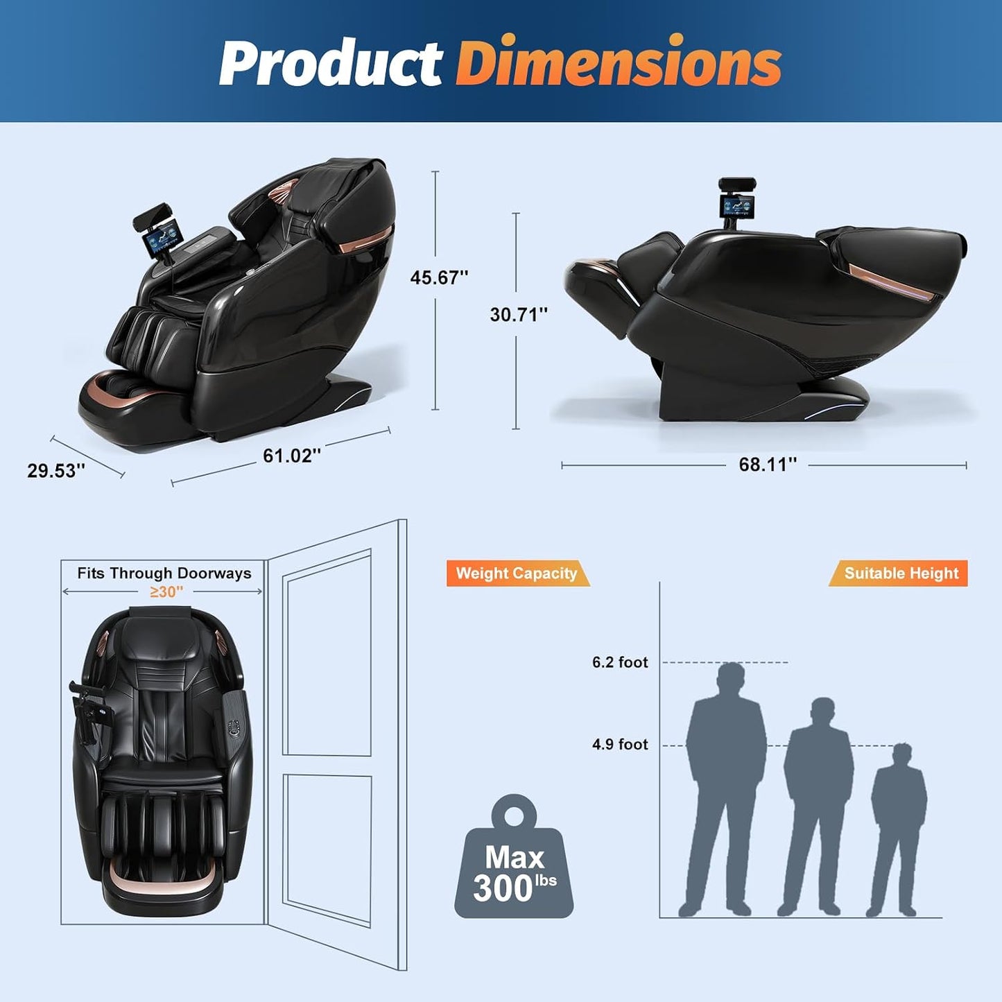 Massage Chair Full Body, 2026 Zero Gravity Sl-Track Shiatsu Massage Chairs Recliner with AI Voice, LED Backlight Remote Control, Waist & Calf Heating, Phone Joystick and Holder, G6 Black