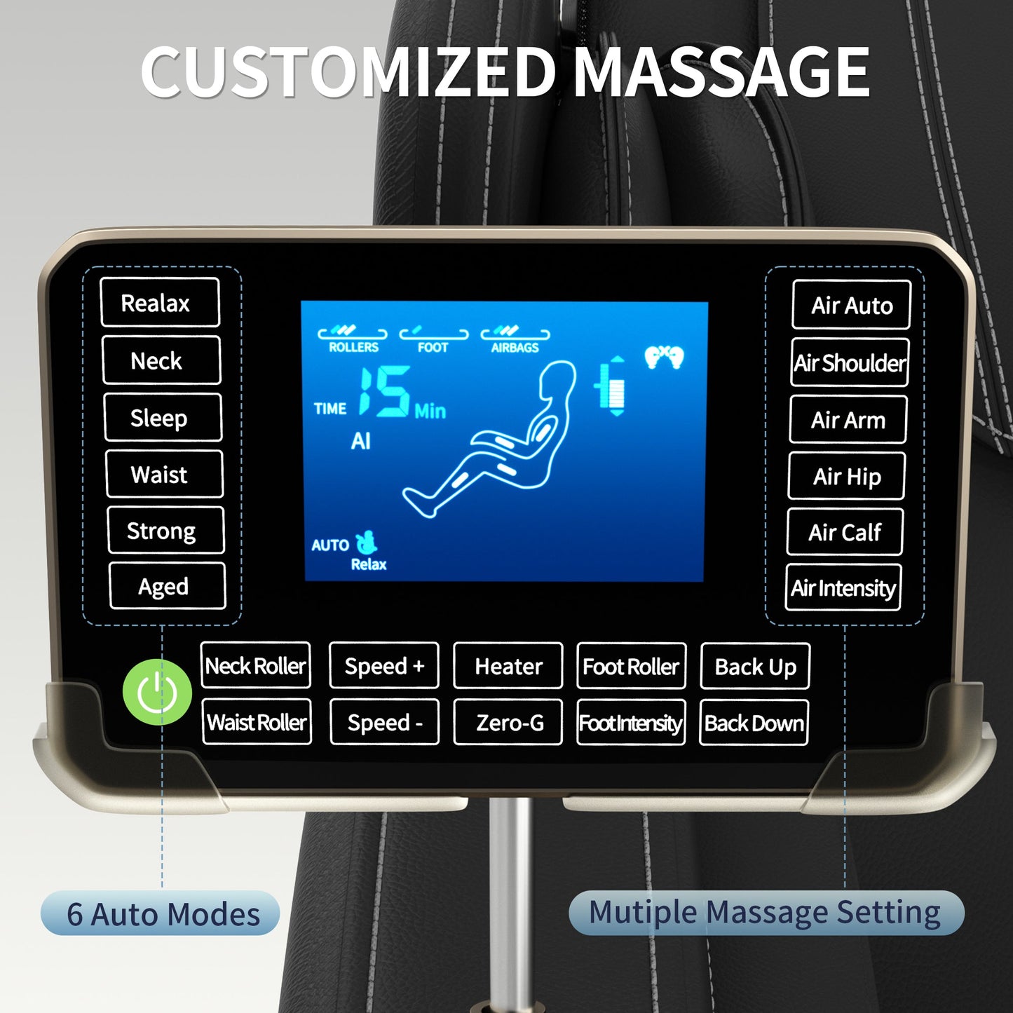 Zero Gravity Massage Chair with Bluetooth Speakers and Full Body Airbags