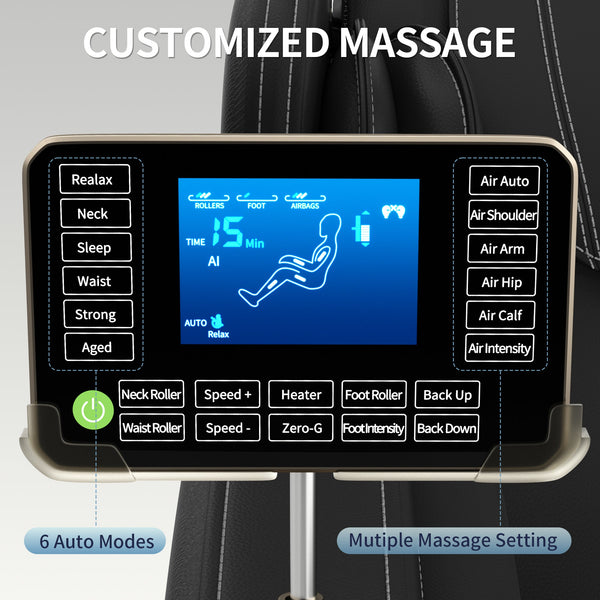 Zero Gravity Massage Chair with Bluetooth Speakers and Full Body Airbags