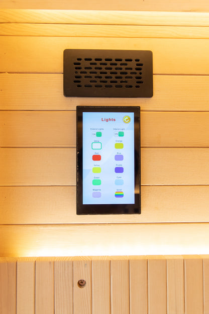 Premium Infrared Sauna with Chromotherapy Lighting and Canadian Hemlock Construction