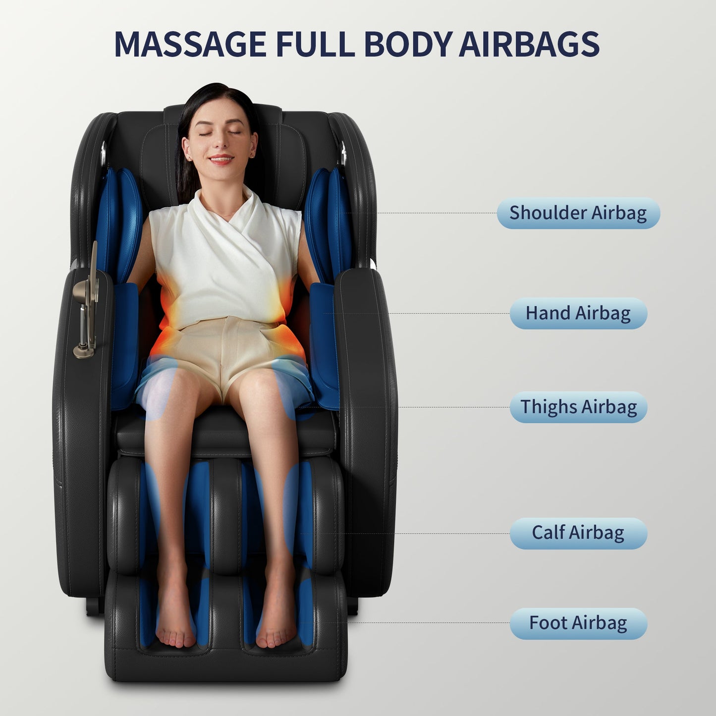 Zero Gravity Massage Chair with Bluetooth Speakers and Full Body Airbags