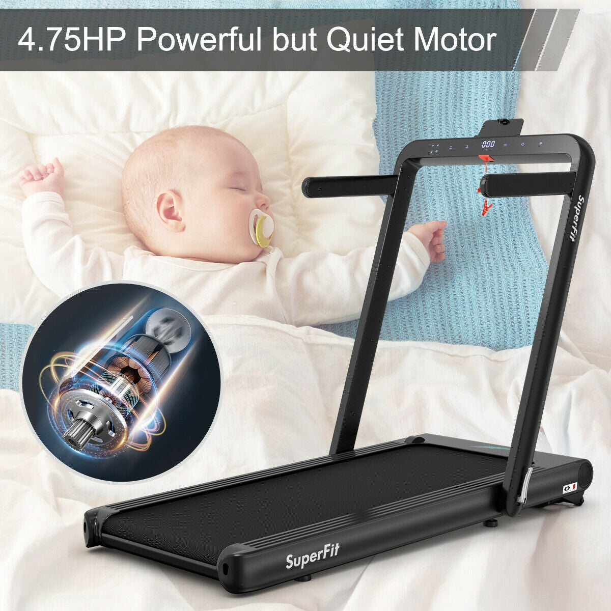 Direct Deals 4.75HP 2 In 1 Folding Treadmill with Remote APP Control