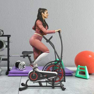 Direct Deals Upright Air Bike with Unlimited Resistance-Black