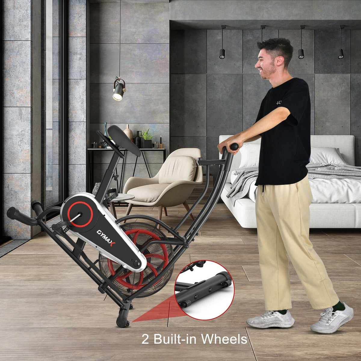 Direct Deals Upright Air Bike with Unlimited Resistance-Black