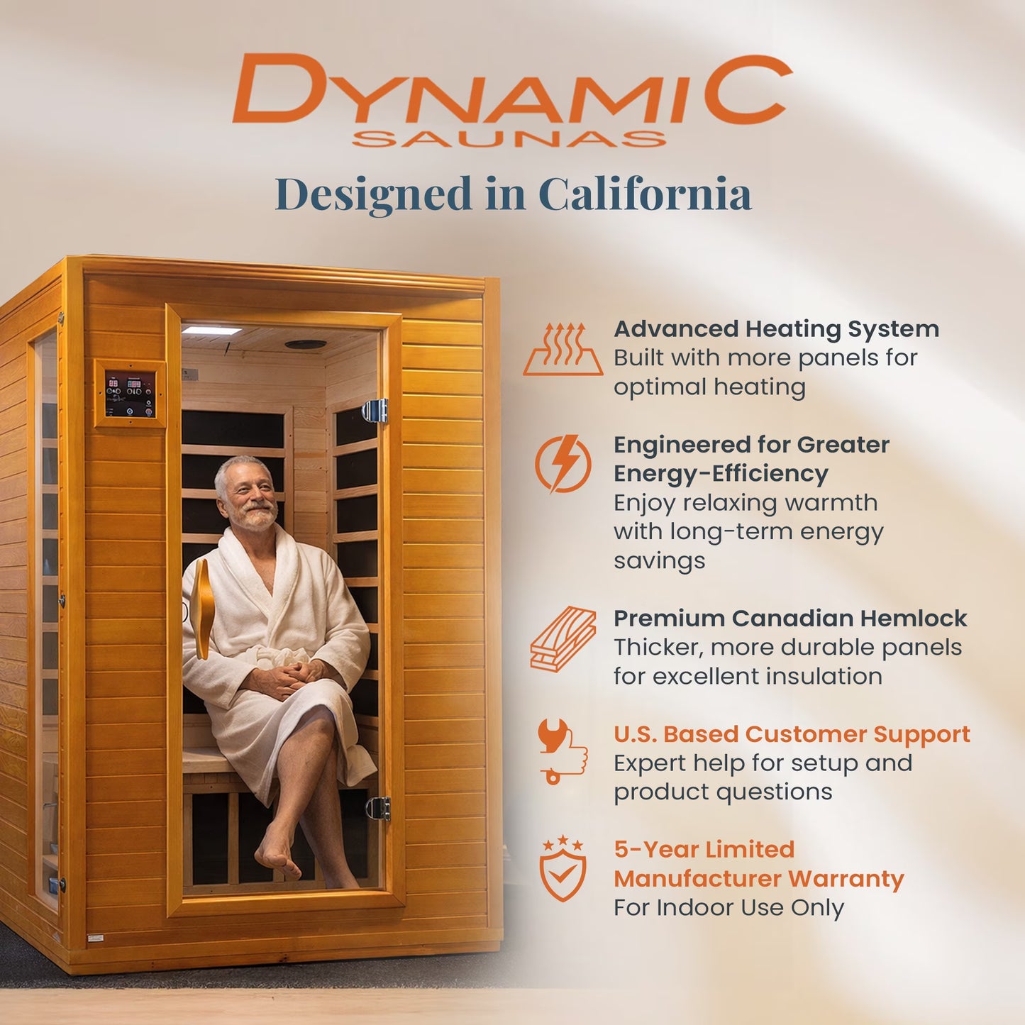 Andora 2-Person Low EMF FAR Infrared Sauna, Canadian Hemlock