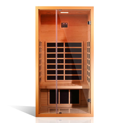 1 Person Extendable FAR Infrared Sauna for Home, Hemlock Wood Low EMF 6 Carbon Heaters