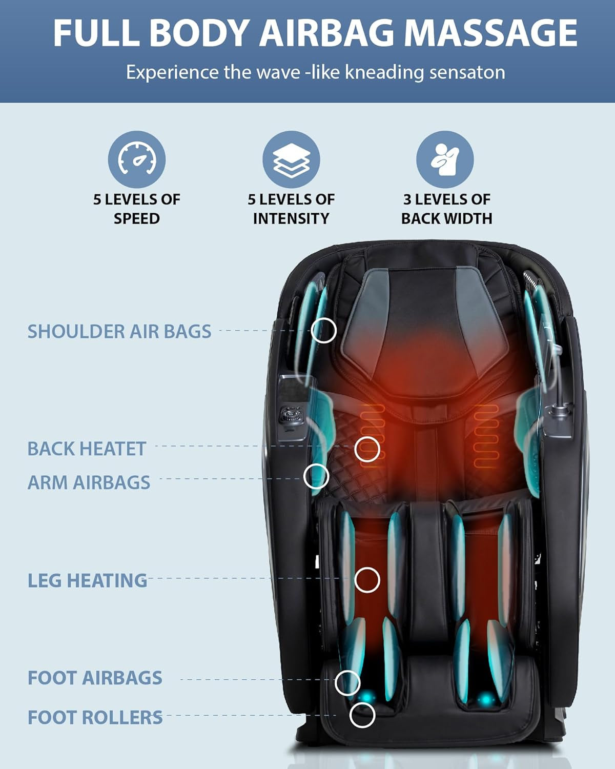 4D Massage Chair: Full Body Zero Gravity Massage Chair Full Body SL Track Chair Massage Black