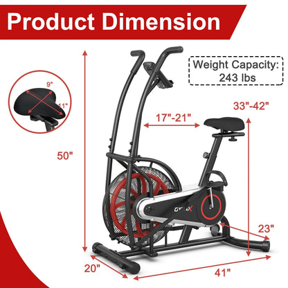 Direct Deals Upright Air Bike with Unlimited Resistance-Black