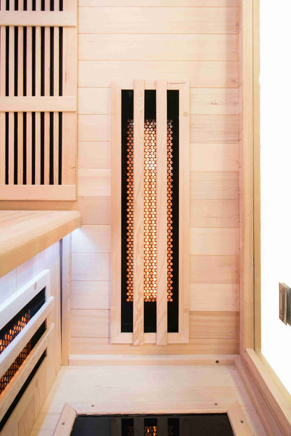 Premium Infrared Sauna with Chromotherapy Lighting and Canadian Hemlock Construction