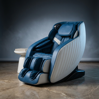 Blue Faux Leather Zero Gravity Recliner 3D Programmable Massage Chair — Studio Shot