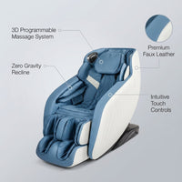 Blue Faux Leather Zero Gravity Recliner 3D Programmable Massage Chair — infographic