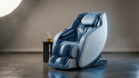 Blue Faux Leather Zero Gravity Recliner 3D Programmable Massage Chair — Lifestyle