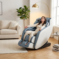Blue Faux Leather Zero Gravity Recliner 3D Programmable Massage Chair — Lifestyle