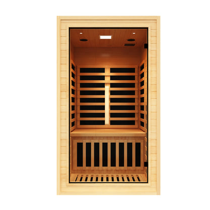 Premium Infrared Sauna with Chromotherapy Lighting and Canadian Hemlock Construction