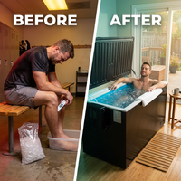 Cold Plunge Tub Engineered for Home Recovery, Built-In Compressor, Ozone Sanitation, Weatherproof Design — Before & After