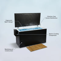 Cold Plunge Tub Engineered for Home Recovery, Built-In Compressor, Ozone Sanitation, Weatherproof Design — infographic