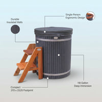 Cold Therapy 1 Person Ice Bath 118 Gallon Cold Plunge 37.5" X 33.25" — infographic