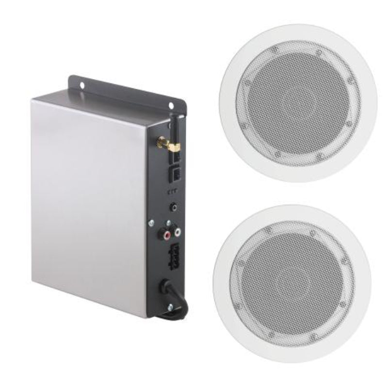 Delta 5SP-MU-3 Audio System, 2 White Speakers, Bluetooth