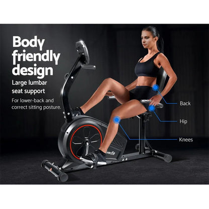 Everfit Recumbent Exercise Bike with Hand Pulse Sensor, 8-Level Magnetic Resistance and LCD Monitor