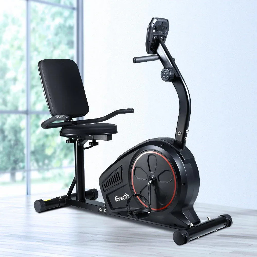 Everfit Recumbent Exercise Bike with Hand Pulse Sensor, 8-Level Magnetic Resistance and LCD Monitor