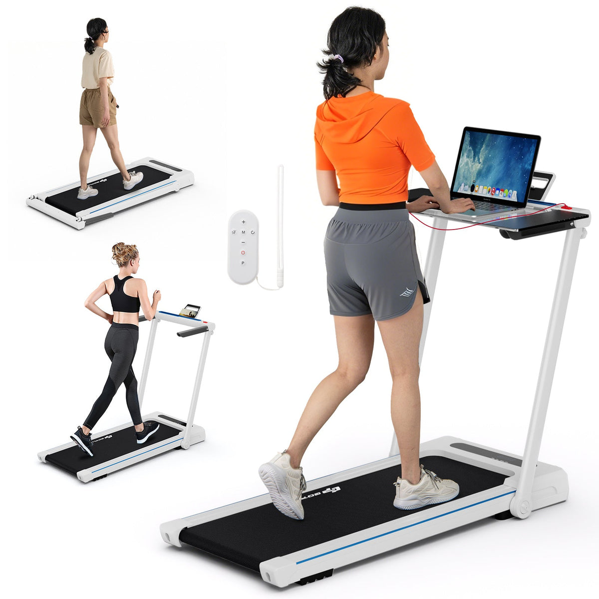 Direct Deals 3-in-1 Folding Treadmill with Large Desk and LCD Display