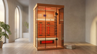 Full Spectrum Infrared Sauna，1-2 Person Home Sauna，Wooden Canadian Hemlock Indoor Spa Sauna with Resonance Speaker, Panoramic Tempered Glass Door — Lifestyle