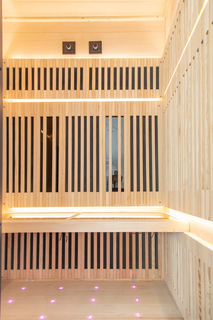 Premium Infrared Sauna with Chromotherapy Lighting and Canadian Hemlock Construction