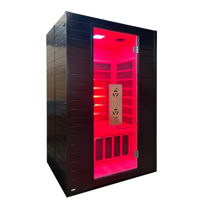 Deluxe Sauna, 1–2 Person Infrared + Red Light Therapy, Low EMF, Canadian Hemlock Wood