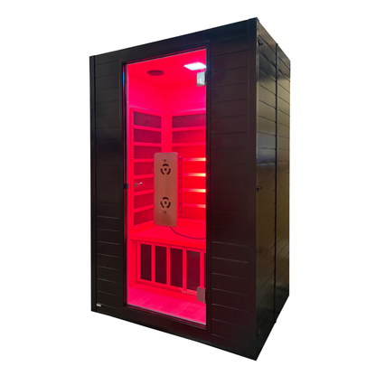 Deluxe Sauna, 1–2 Person Infrared + Red Light Therapy, Low EMF, Canadian Hemlock Wood