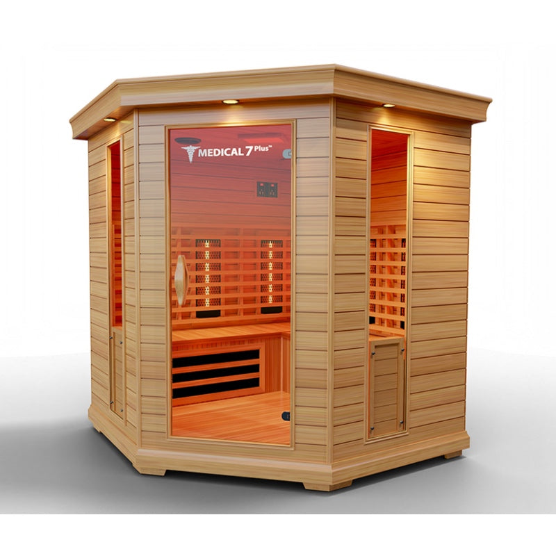 Medical 7 Plus - 4-6 Person Indoor Sauna - Corner Unit / Red Light Therapy Included