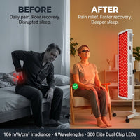 Red Light Therapy Panel, 4 Wavelengths Full Body Infrared Light Therapy, 300 Elite Grade Dual Chip Leds, FSA-HSA Red Light Device at Home, Ideal for Body, Face. 500W. Modular Design. — Before & After
