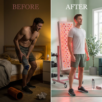 Red Light Therapy Panel Designed for Muscle Recovery, Professional Stand Included, 660nm Wavelength, Home Use — Before & After
