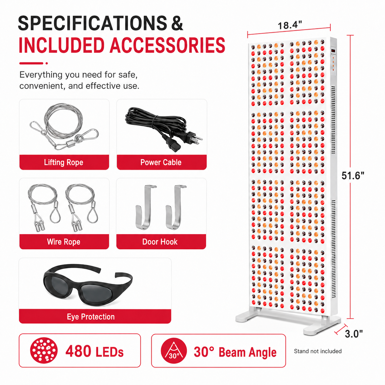 Red Light Therapy & Near Infrared Light Therapy Panel, Full Body, 2400W