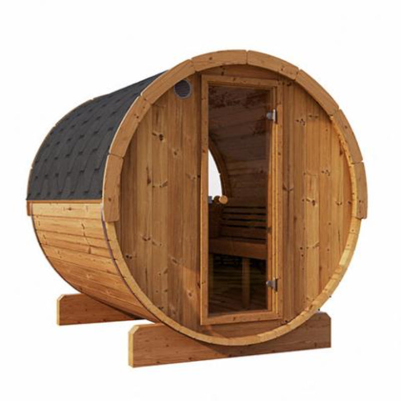 SaunaLife Model E7W Outdoor Sauna Barrel-Window 4 person 71"D x 81"H (Diameter), Rear Window