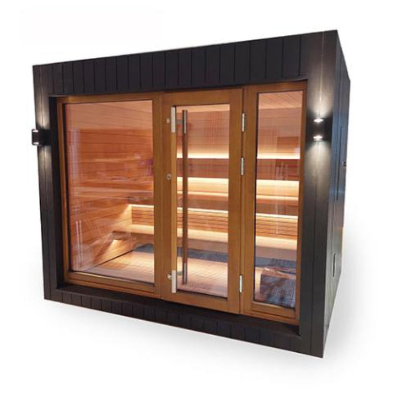 SaunaLife Model G7 Pre-Assembled Outdoor Home Sauna Garden-Series Backyard Home Sauna, Up to 6 Persons