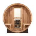 Canadian Red Cedar Outdoor Steam Barell Sauna, 2-4 / 4-6 persons with Full Glass Back & 2 front Porch seats
