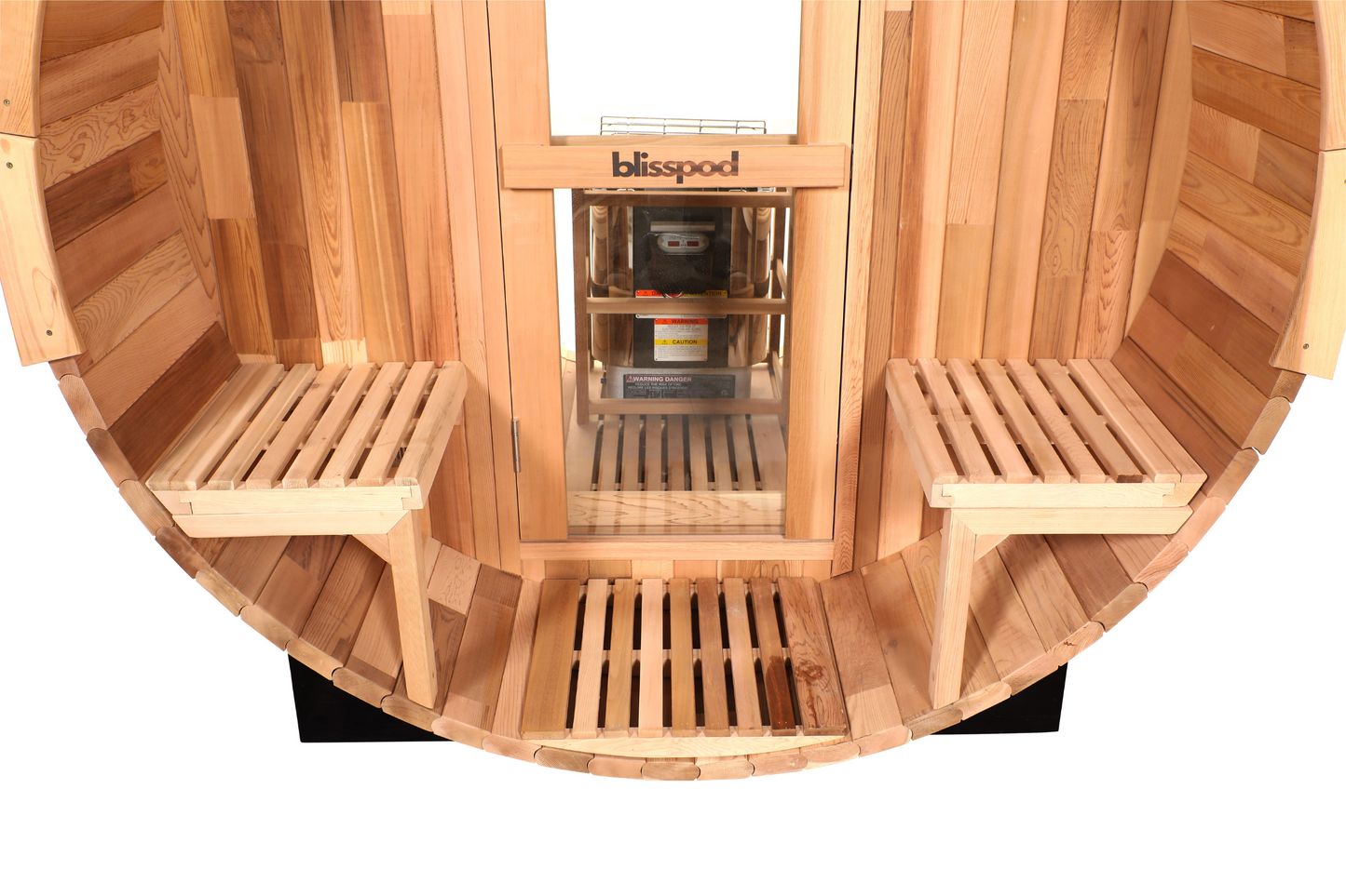 Canadian Red Cedar Outdoor Steam Barell Sauna, 2-4 / 4-6 persons with Full Glass Back & 2 front Porch seats