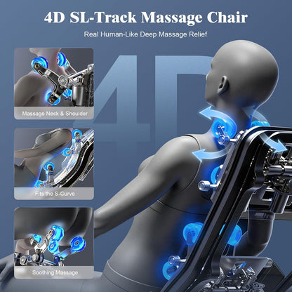 4D Massage Chair Full Body Zero Gravity Recliner Sl-Track Body Scan | Zero Gravity Massage Chair with Shiatsu Massage, Auto & Manual Modes, AI Control, Heating, Airbags, Foot Roller for Home