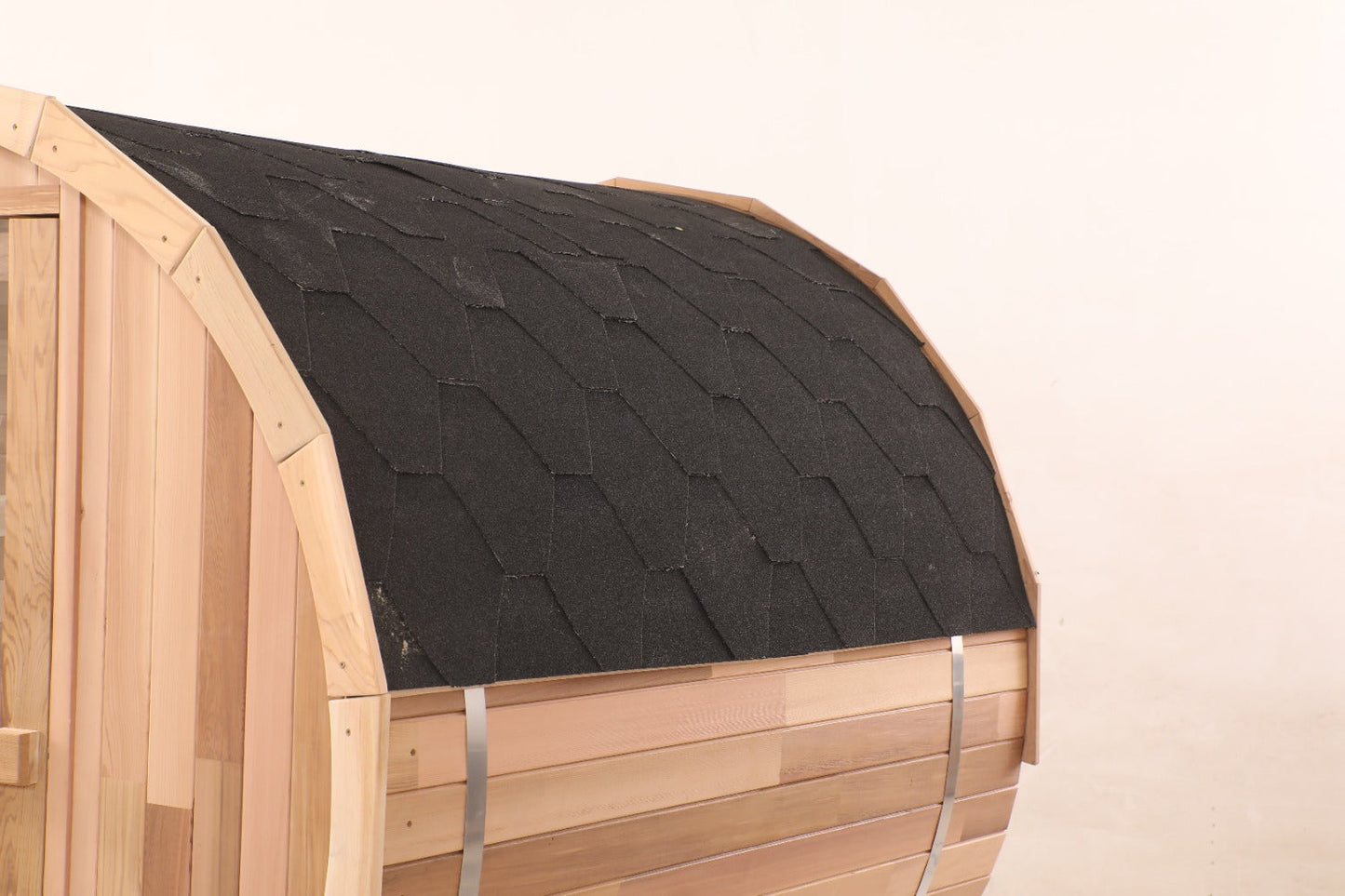 Canadian Red Cedar Outdoor Steam Barell Sauna, 2-4 / 4-6 persons with Full Glass Back & 2 front Porch seats