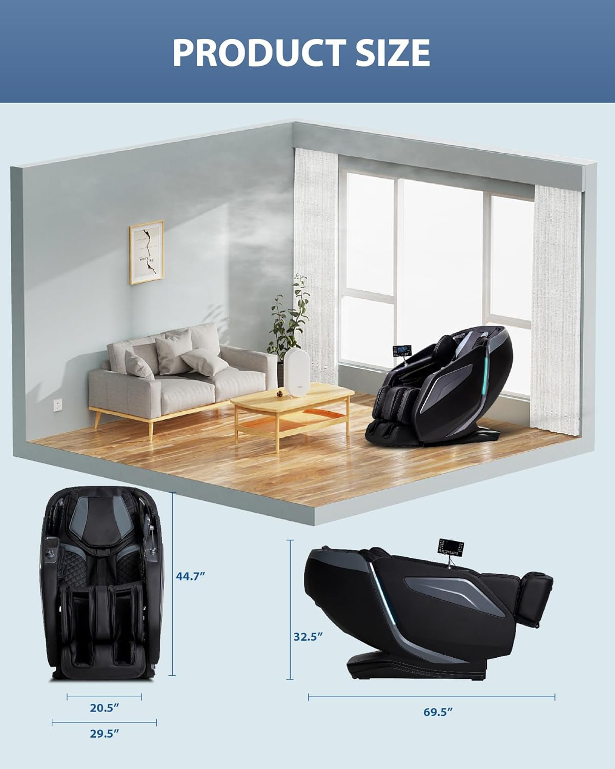 4D Massage Chair: Full Body Zero Gravity Massage Chair Full Body SL Track Chair Massage Black