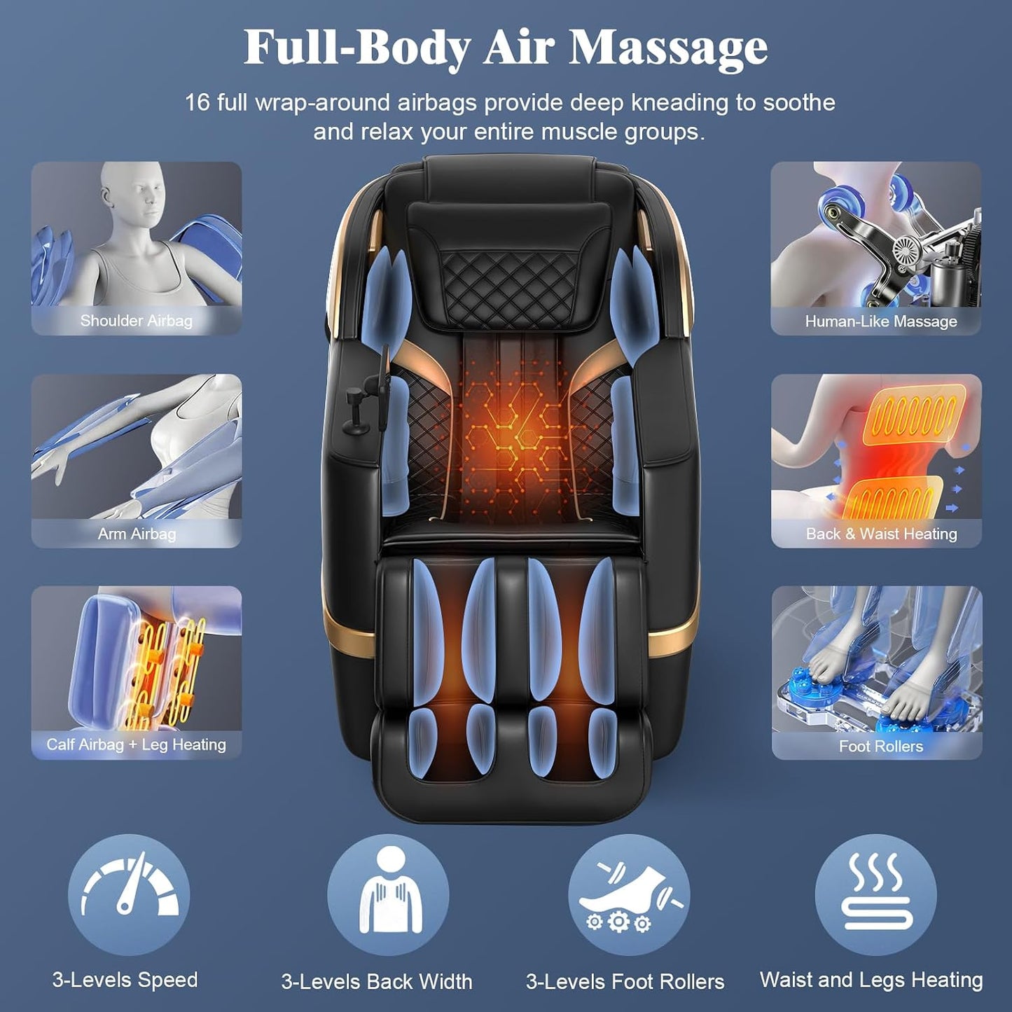 4D Massage Chair Full Body Zero Gravity Recliner Sl-Track Body Scan | Zero Gravity Massage Chair with Shiatsu Massage, Auto & Manual Modes, AI Control, Heating, Airbags, Foot Roller for Home